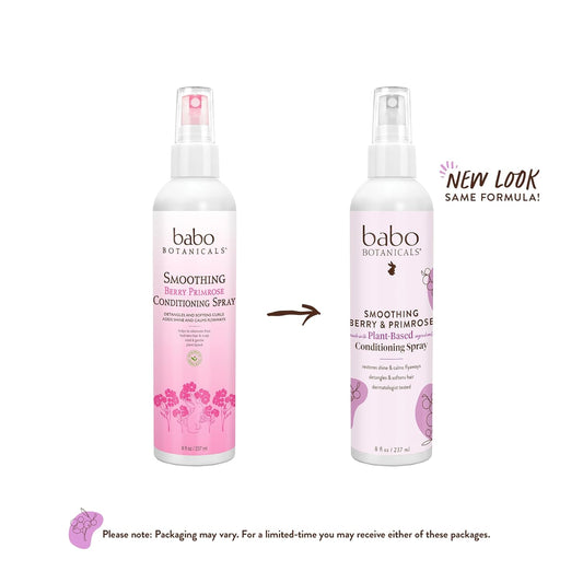 Babo Botanicals Smoothing Berry Conditioning Spray - Detangling & Nourishing - Eliminates Frizz & Prevents Static - Evening Primrose Oil - Non-Aerosol - For All Ages - Light Berry Fragrance