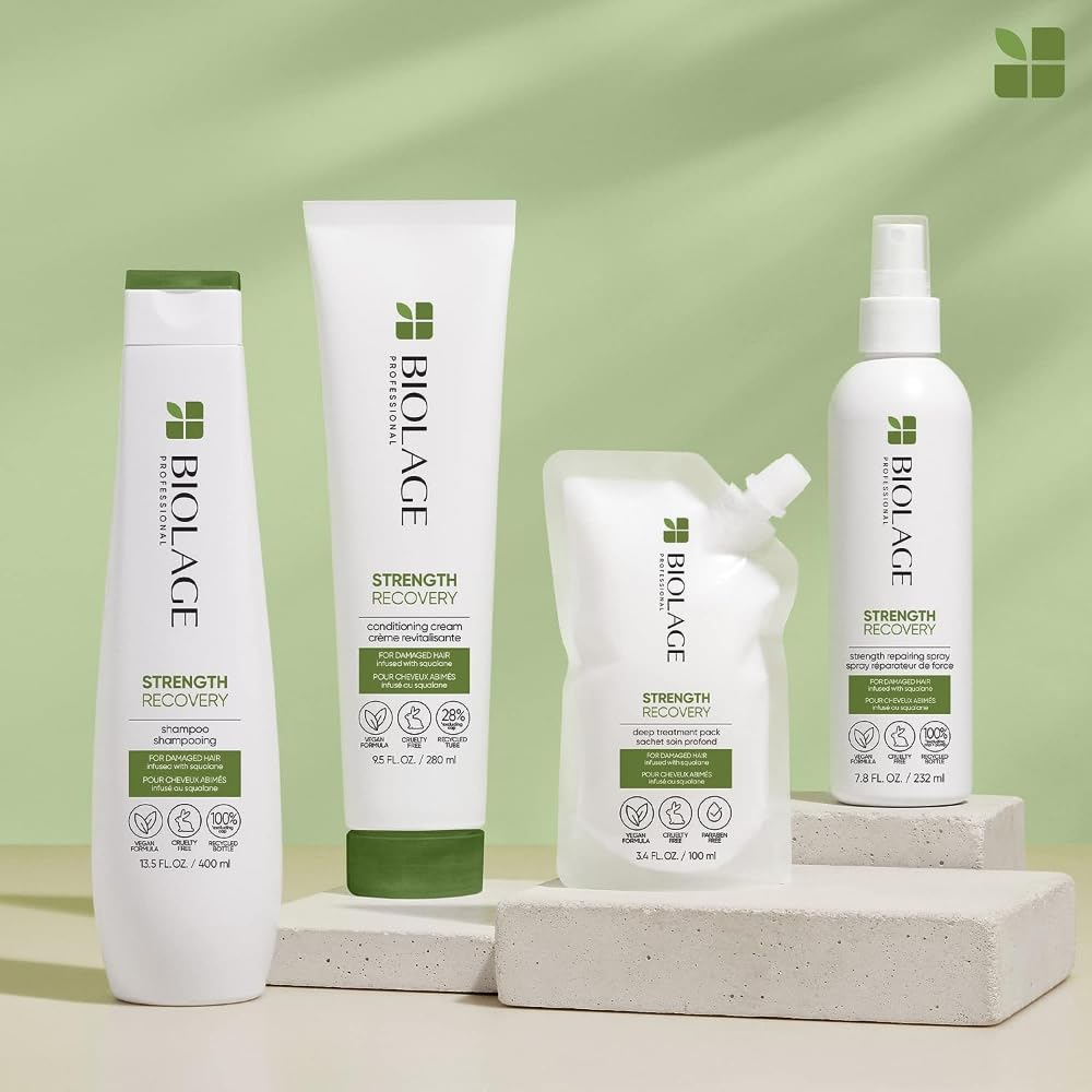 Biolage Strength Recovery Deep Treatment Pack | Moisturizing Hair Repair Mask | For Dry, Damaged Hair Types | Deep Conditioning | Cruelty-Free | Infused with Vegan Squalane | 3.4 Fl. Oz : Beauty & Personal Care