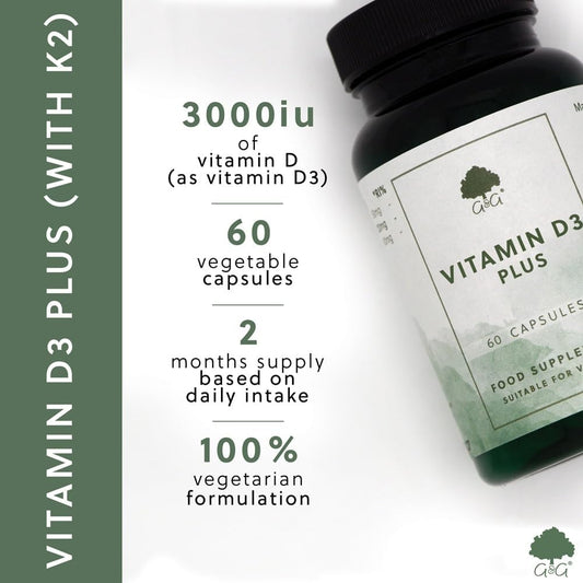 Vitamin D3 Plus - Vitamin D (4000Iu), C & K Supplement - 60 Vegetarian Capsules - Non Gmo, Made In The Uk By G&G Vitamins