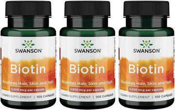 Swanson Biotin 5,000 Mcg 100 Caps 3 Pack