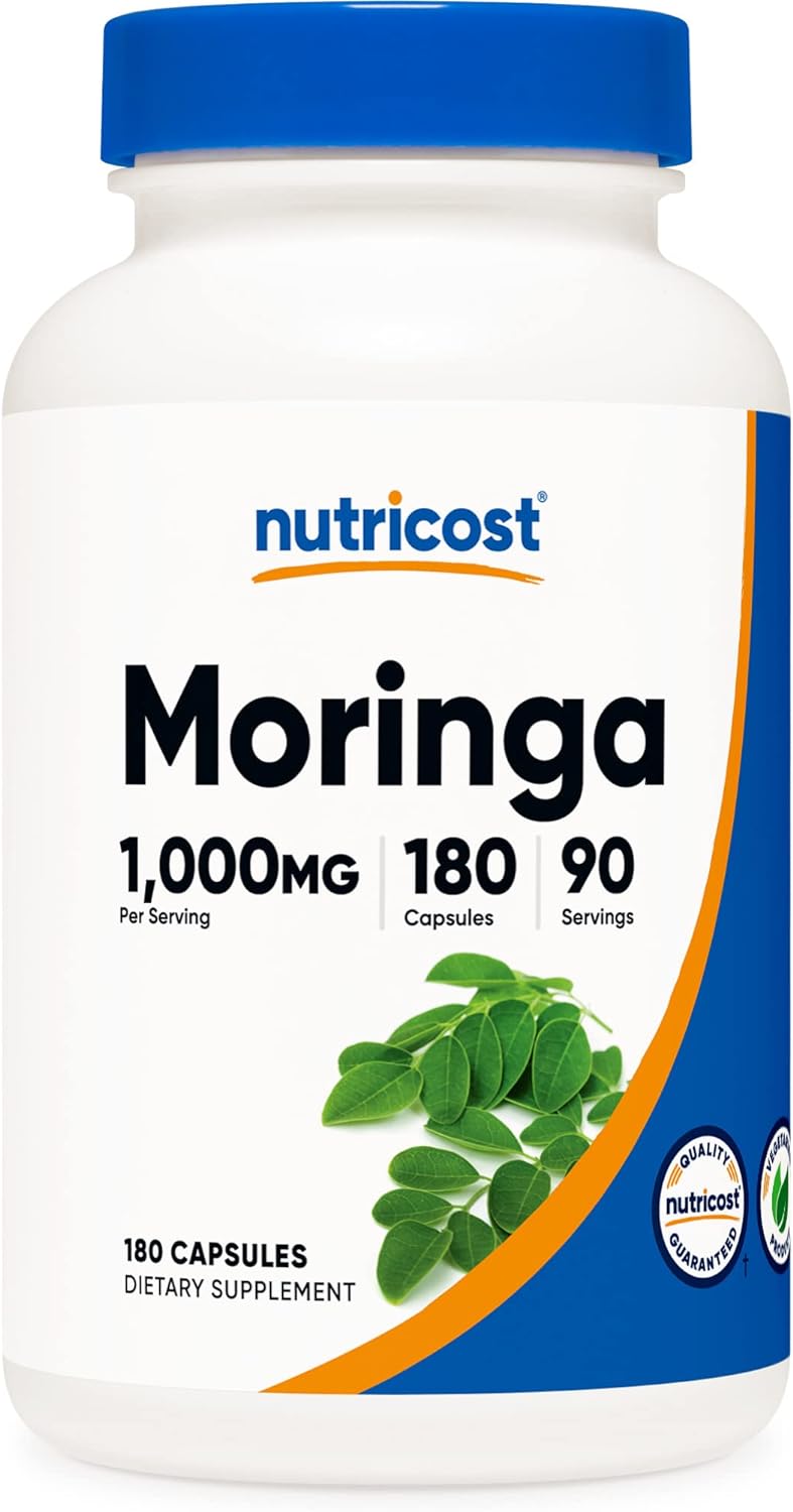 Nutricost Moringa Capsules 500mg, 180 Capsules (90 Servings) - Vegetarian Capsules, Non-GMO, Gluten Free