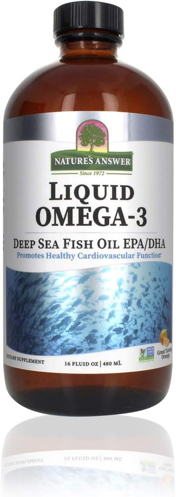 Natures Answer - Omega 3 Fish Oil Liq Supplement 480 ml 2 PACK BUNDLE | Heart & Brain Support | Promotes Healthy Joints | Great Tasting avor | Burp Free