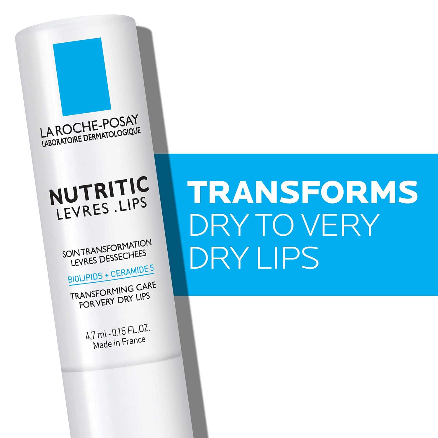 La Roche-Posay Nutritic Lip Balm for Very Dry Lips, Soothes and Repairs Chapped Lips with Shea Butter and Ceramides, 0.15 Fl Oz (Pack of 1) : Beauty & Personal Care