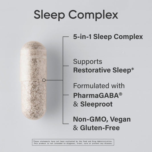 Sports Research® Sleep Complex- Melatonin-Free Vegan Capsules - With Valerian Root, Gaba, L-Theanine, Magnesium & 5-Htp - 30 Servings