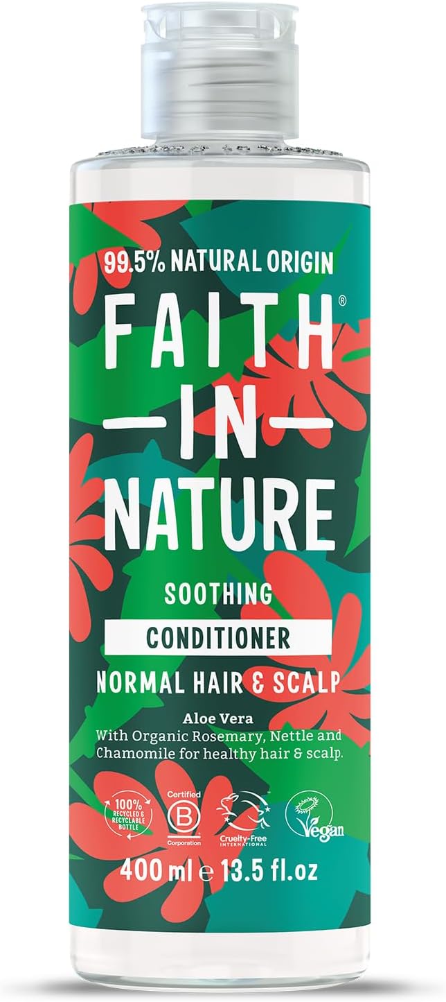 Faith In Nature Organic Aloe Vera Conditioner, Soothing For Normal Hair & Scalp, Vegan & Cruelty Free, No Sls, Silicones Or Parabens, 400Ml