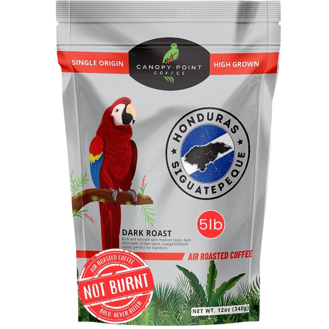 Canopy Point Coffee Dark Roast | 5lb Bulk Ground Coffee for smooth Cold Brew, French Press, Moka Pot, Pour Over | Non-Toxic Air Roasted French Roast (Ground, 5lbs)