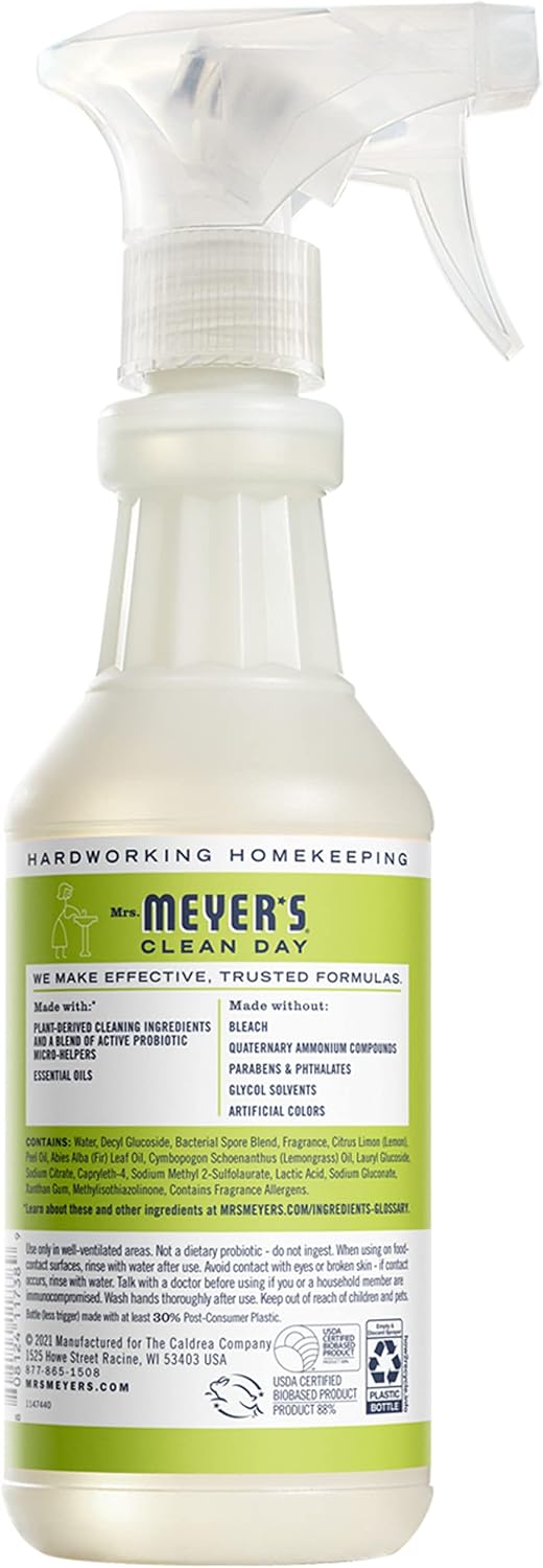 Mrs. Meyer'S Clean Day Probiotic Multi-Surface Spray, Made With Essential Oils And Other Thoughtfully Chosen Ingredients, Lemon Verbena, 16 Fl Oz