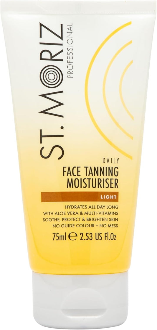 St Moriz Professional Daily Face Tanning Moisturiser In Light | Hydrating Face Moisturiser With Gradual Fake Tan | With Aloe Vera & Vitamin E | Dermatologically Tested | Vegan | Cruelty Free | 75Ml