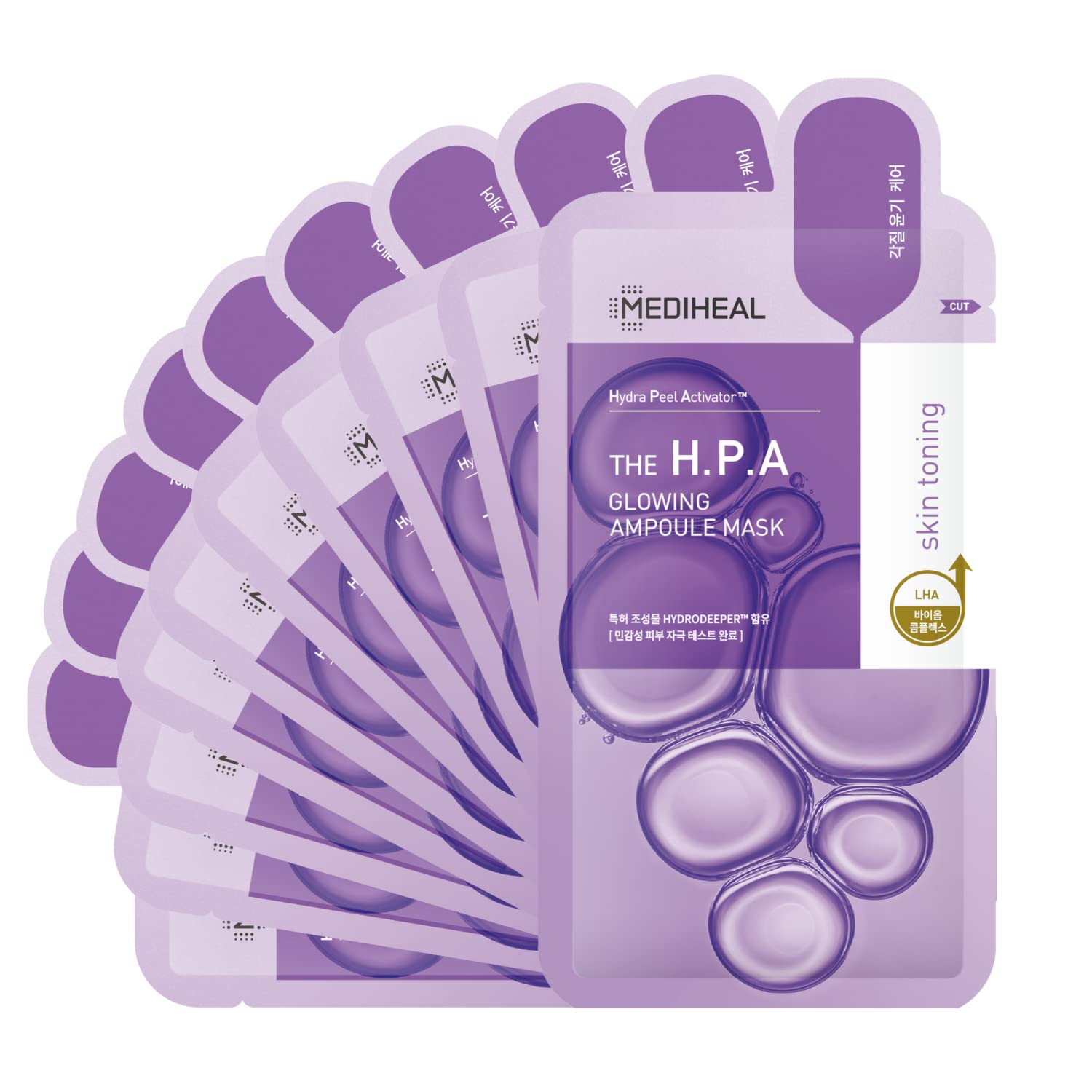 Official Best No.1 Korean Sheet Mask - Hpa Ampoule Face Mask 10 Sheets For Smoothing, And Instant Glow With Lha & Pha