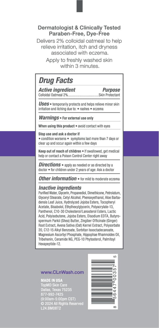 Cln® Body Moisturizer - A Skin Protectant Delivering 2% Colloidal Oatmeal, Paraben-Free, Dye-Free & Fragrance-Free, 8 Fl. Oz