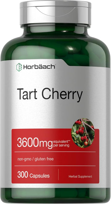 Horbäach Tart Cherry Extract Capsules | 3600Mg | 300 Pills | Non-Gmo, Gluten Free | Traditional Herbal Supplement