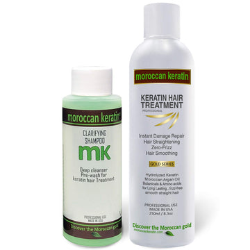 Gold Series Brazilian Keratin Hair Treatment Blowout Straightening Complex Global Kit With Argan Oil Proven And Fast Formula Natural Organic Results With Clarifying Shampoo Keratina