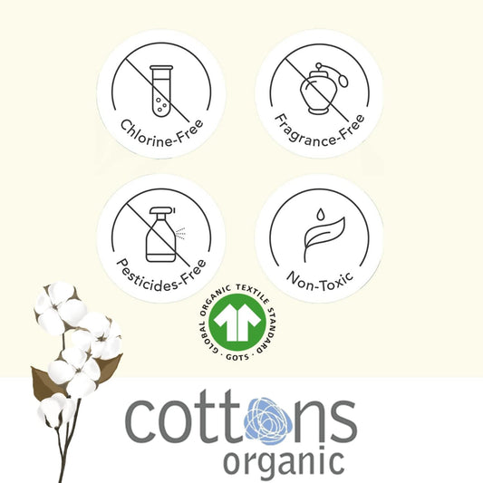 Cottons Nursing Pads, Breast Pads Maternity, 100% Organic Cotton, Pack of 30, Biodegradable, Hypoallergenic, Fragrance Free, Disposable