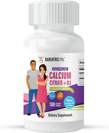 BariatricPal Easy Swallow Calcium Citrate (600mg) and D3 Coated Tablets (30-Day Supply)