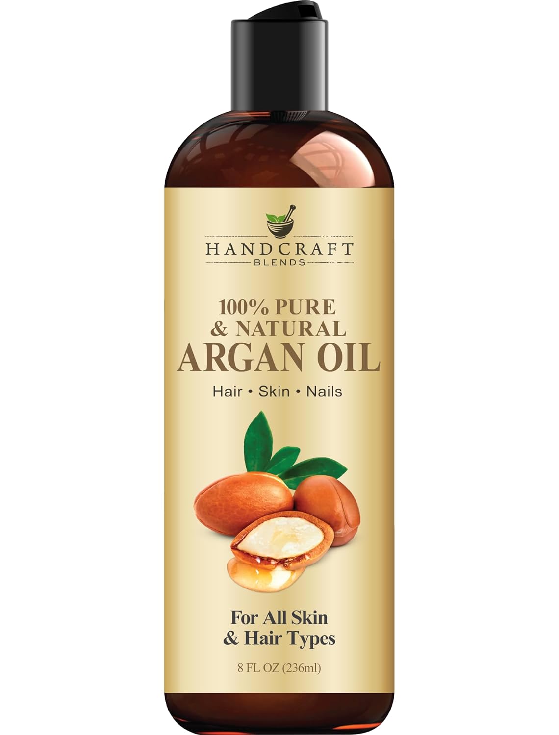 Handcraft Blends Moroccan Argan Oil - 8 Fl Oz - 100% Pure And Natural - Premium Grade Carrier Oil For Skin And Hair - Hair And Body - Massage - Cold-Pressed