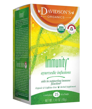 Davidson'S Organics, Ayurvedic Infusions, Immunity, 25-Count Tea Bags, Pack Of 6