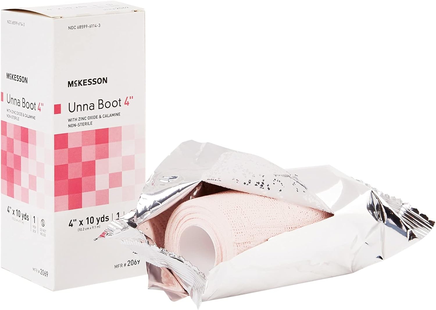 Mckesson Unna Boot With Zinc Oxide And Calamine, Non-Sterile, 4 In X 10 Yd, 1 Roll