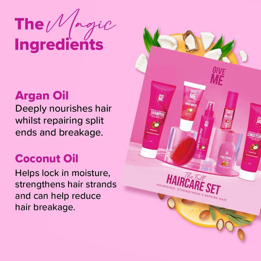 Give Me Cosmetics, Shampoo And Conditioner Sets, With Hair Mask, Heat Defence Spray, Serum, Scalp Massager, Mango & Passion Fruit, Paraben Free, Haircare Gift Set For Teenage Girls Women