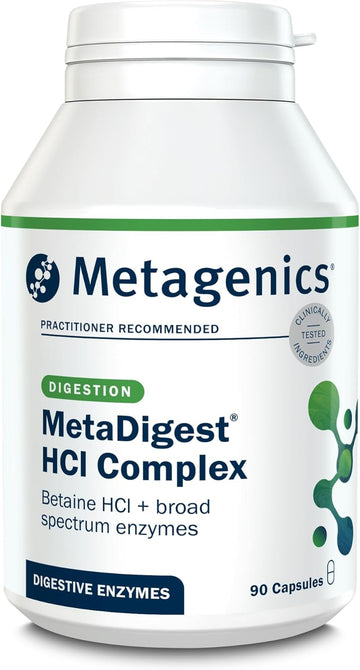 Metagenics Metadigest Hci Complex - Hci + Broad Spectrum Digestive Enzymes - Supports Digestion - 90 Capsules