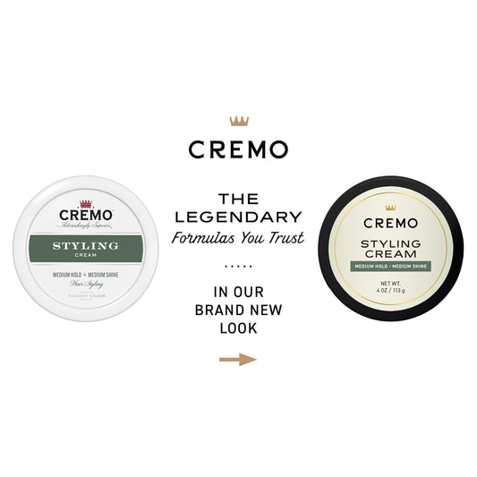 Cremo Premium Barber Grade Hair Styling Cream, Medium Hold, Medium Shine, 4 Oz