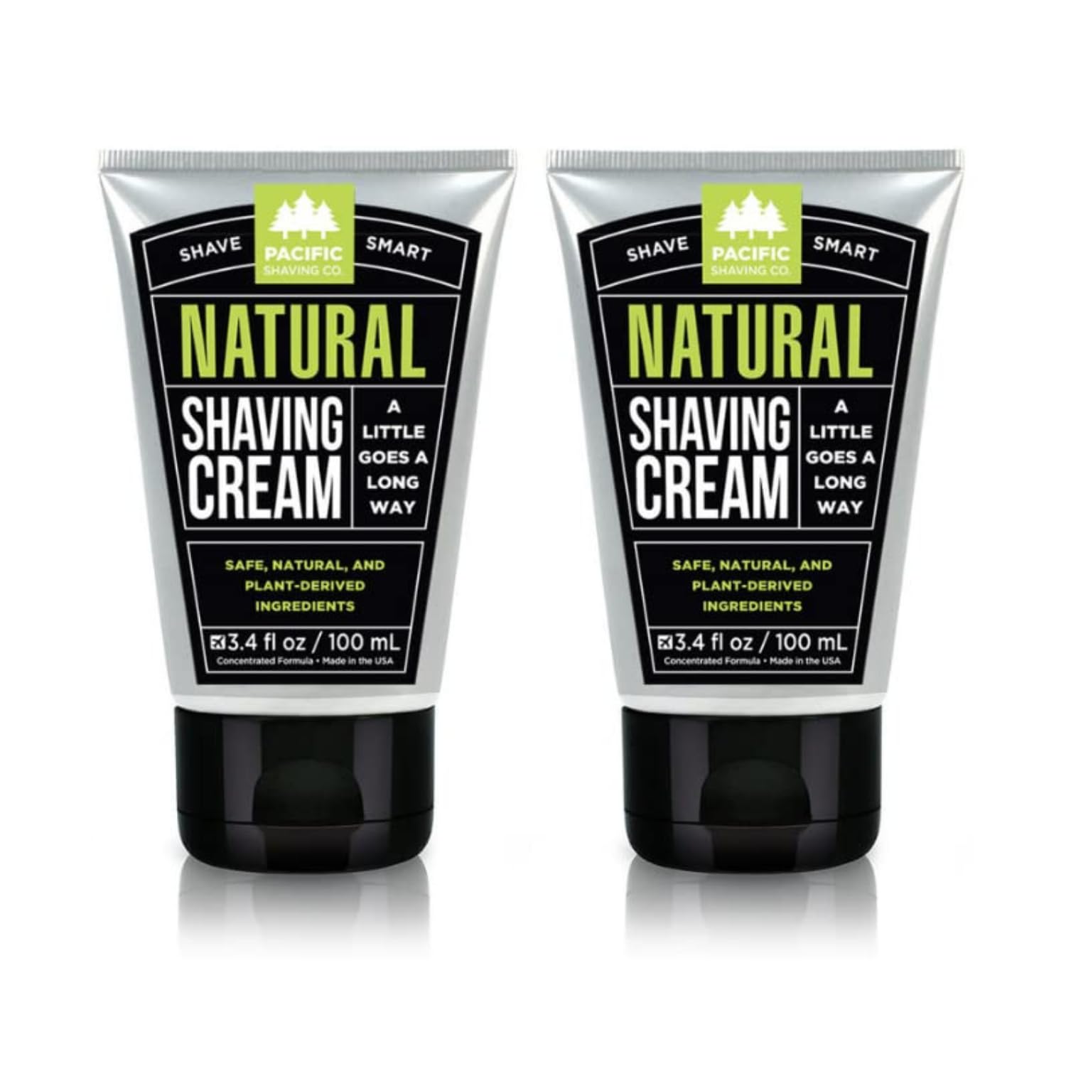 Pacific Shaving Company Natural Shaving Cream - Shea Butter + Vitamin E Shave Cream For Sensitive Skin - Clean Formula For A Smooth, Anti-Redness + Irritation-Free Shave Cream (3.4 Oz, 2 Count)