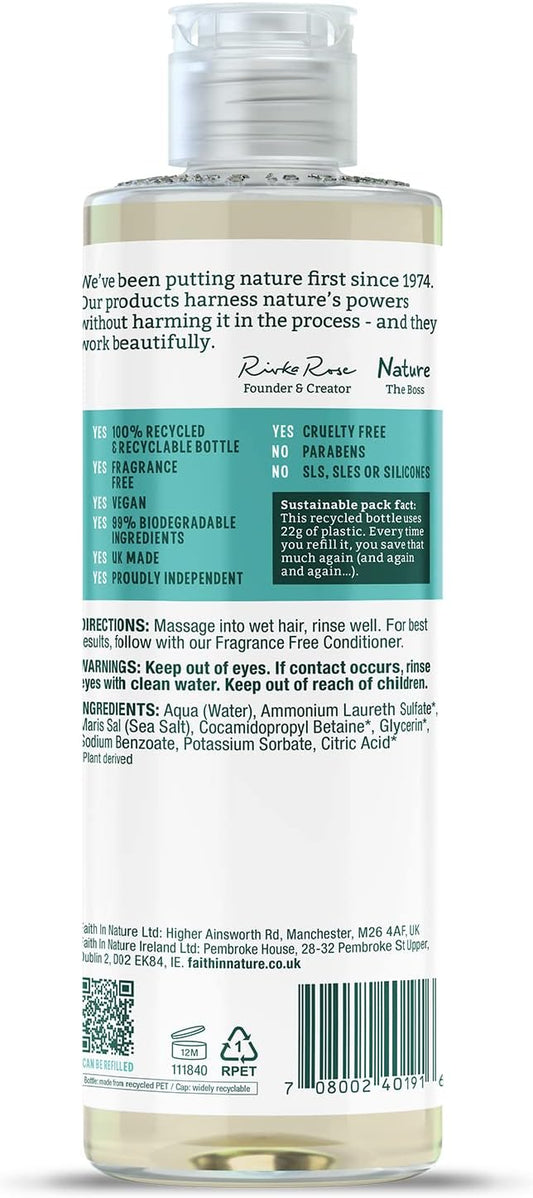 Faith In Nature Natural Fragrance Free Shampoo, Sensitive, Vegan & Cruelty Free, No Sls Or Parabens, For All Hair Types, 400Ml