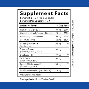 Buy Stonehenge Health Dynamic Immunity Daily Supplement 10-In-1 Immune Boosters Zinc, Elderberry, Echinacea, Vitamin C & Probiotic L. Acidophilus – Supports Immune System & Respiratory Health, 60 Capsules On  Free Shipping On Qualified Orders