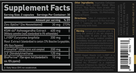 Kaged Testosterone Booster | Ferodrox | Ultra-Premium Hormone Management Supplement With Lj100 Tongkat Ali | Ksm-66 Ashwagandha | Shilajit | 60 Servings