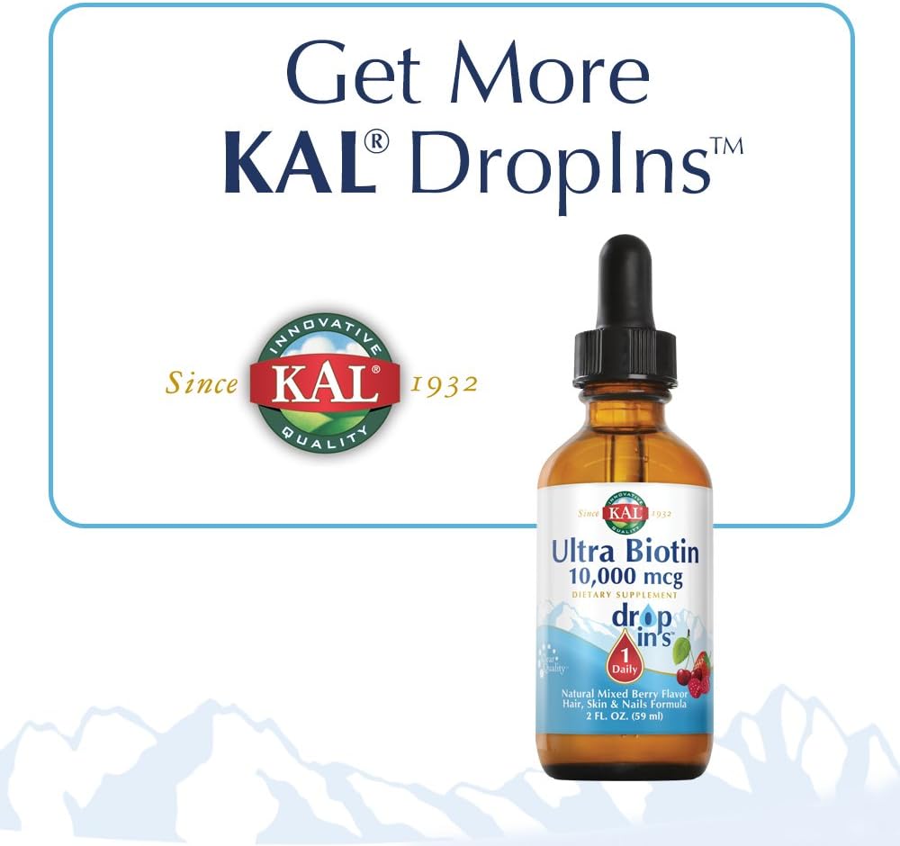 KAL Vitamin B-6 B-12 Folic Acid DropIns, Liquid Vitamin B Supplement Drops, Heart Health, Energy, Red Blood Cell Support with Methyl B12 and Methyl Folate, Natural Mixed Berry Flavor, 59 Servings, 2oz : Health & Household