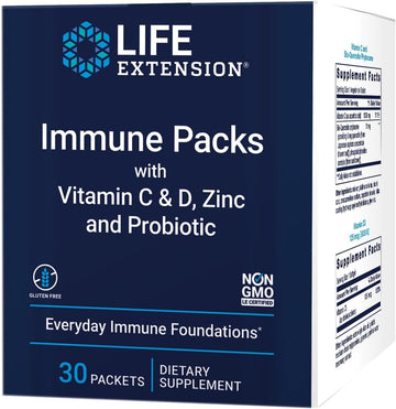 Life Extension - Immune Packs with Vitamin C & D, Zinc and Probiotic (30 Packs)