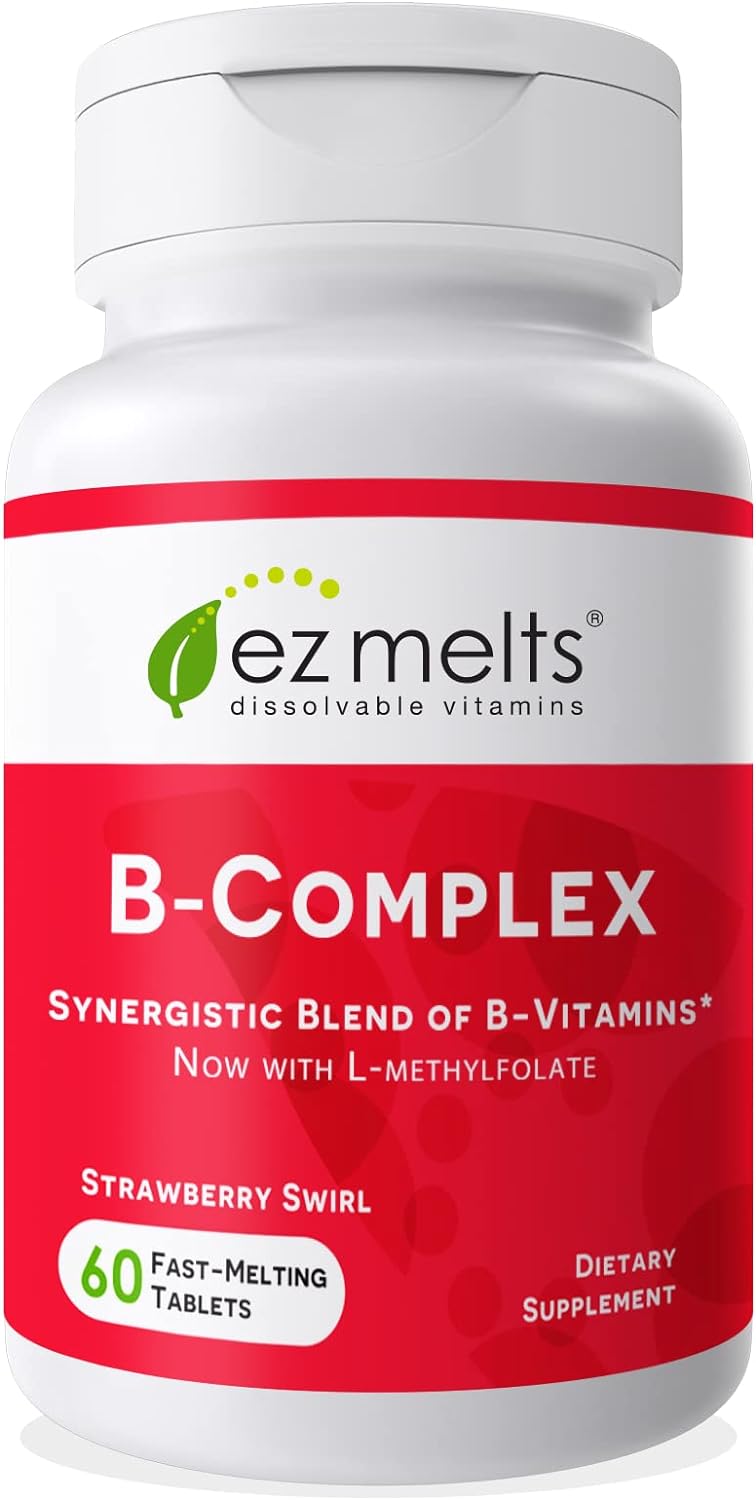 Ez Melts Dissolvable Vitamin B-Complex Tablet With Methyl B12 & Methyl Folate, Sugar-Free, 2-Month Supply