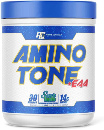 Ronnie Coleman Signature Series Amino-Tone Eaas Amino Acids Powder With Bcaas, Hydration Essential Amino Acids Post Workout Muscle Recovery, Sour Apple, 30 Servings