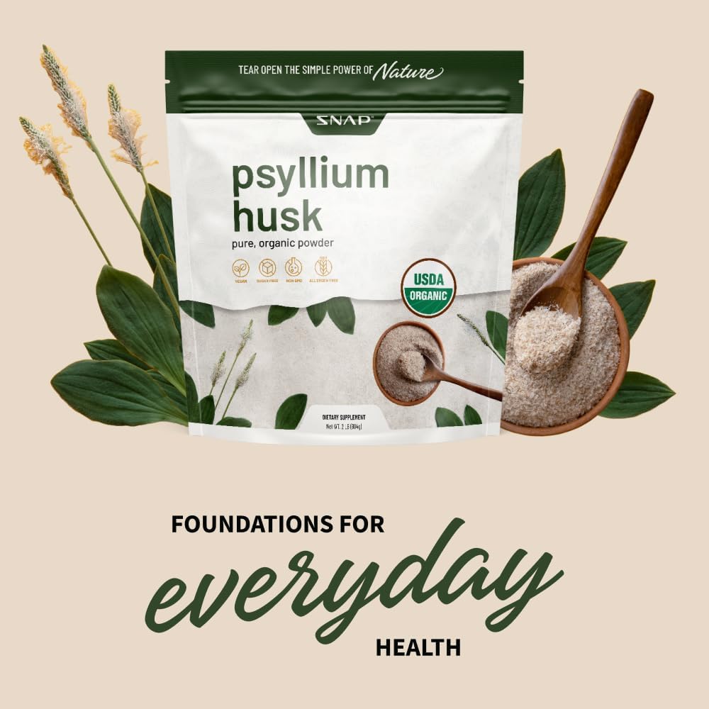 Snap Supplements Psyllium Husk USDA Organic Powder, Support Healthy Gut, Cleanse Digestive System, Aids Digestive Health, Non-GMO, Pure Organic Powder, 2LB : Health & Household