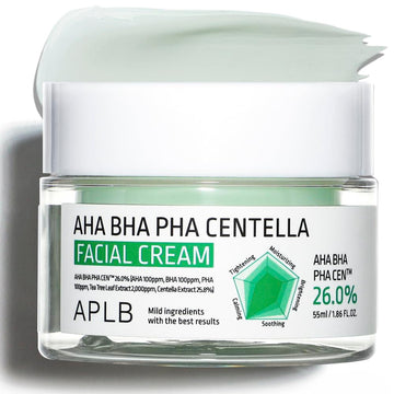 Aplb Aha Bha Pha Centella Facial Cream | Aha Bha Pha Cen™ 26.0% 1.86 Fl.Oz/Korean Skincare, Exfoliant, Deep Hydration, Revitalize For Gentle And Improve Skin Texture