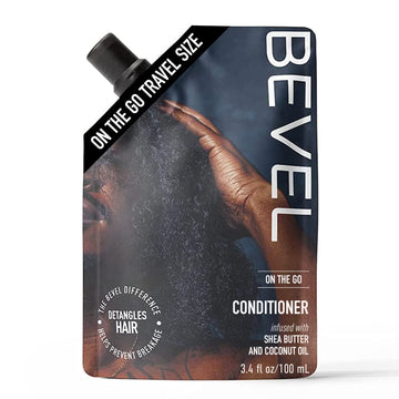 Bevel Hair Conditioner for Men, Sulfate Free, for Textured Hair, Moisturizes, Conditions, and Detangles, On-The-Go Pouch, For Textured Hair, Travel Essentials, 3.4 oz