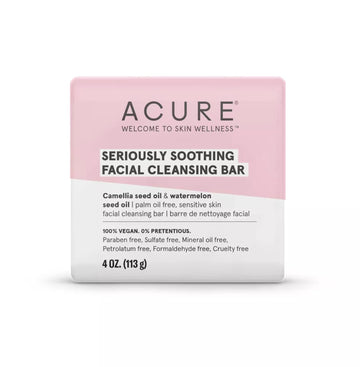 Acure Seriously Soothing Facial Cleansing Bar With Camellia Seed Oil And Watermelon Seed Oil - 4 Oz