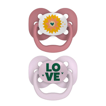 Dr. Brown'S Advantage Baby Pacifier, Fully Symmetrical Soother With Soft Silicone Bulb, 0-6M, Bpa Free, Lavender Love, 2 Pack (Style May Vary)