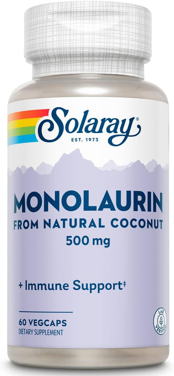 Solaray Monolaurin 500Mg Immune Support Supplement, From Natural Coconut, Helps Maintain Immune & Gut Health & A Balanced Gut Flora, 60-Day Money Back Guarantee, 60 Servings, 60 Vegcaps