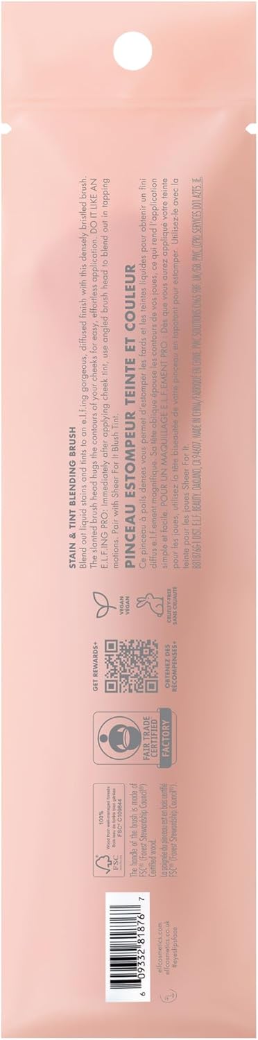 E.L.F. Stain & Tint Blending Brush, Liquid Blush Brush For Blending & Creating An Even Finish, Made With Synthetic Bristles, Vegan & Cruelty-Free