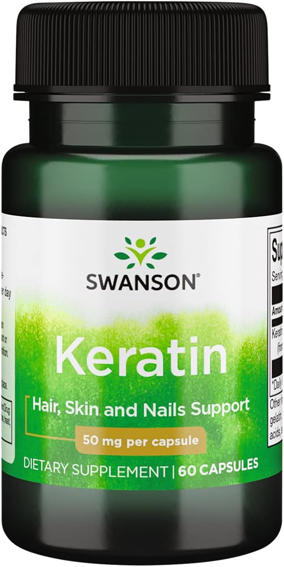 Swanson Keratin (From Tibetan Wool) - Natural Supplement Promoting Healthy Joints, Hair, Skin & Nails - Helps Nourish Healthy Connective Tissues - (60 Capsules, 50mg Each)