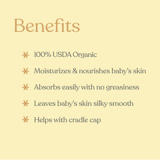 Organic Travel Baby Massage Oil - Deep Moisturizing Formula Made With Natural Jojoba, Avocado & Argan Oil to Hydrate Sensitive Skin & Protect Against Cradle Cap, Fragrance Free I 1.7 fl. oz