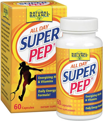 Natural Balance Super Pep | All Day Herbal Energy Supplement | with Eleuthero, Kola Nut, Gotu Kola, B-Vitamins & Chromium | 60 Capsules, 30 Servings