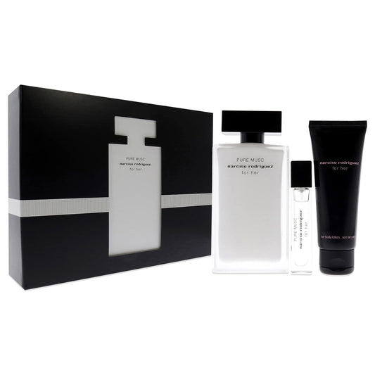 Narciso Rodriguez Pure Musc 3.3Oz Edp Spray, 0.33Oz Edp Spray, 2.5Oz Body Lotion Women 3 Pc Gift Set