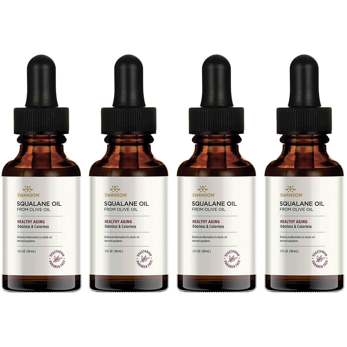 Swanson Vegetarian Squalane Oil 2 Fl Ounce (59 Ml) Liquid (4 Pack)