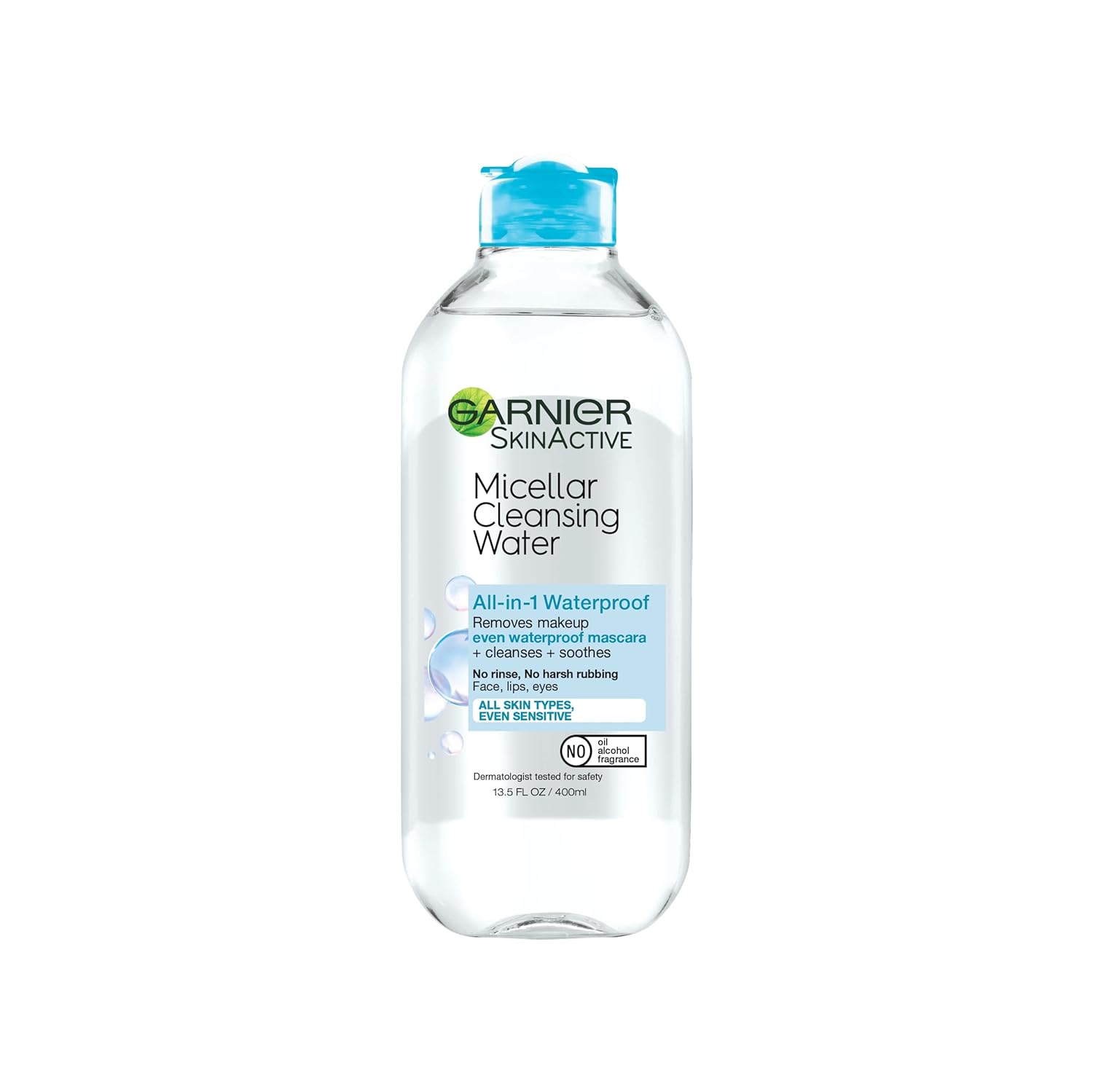 Garnier Micellar Water For Waterproof Makeup, Hydrating Facial Cleanser & Makeup Remover, Suitable For Sensitive Skin, Vegan, Cruelty Free, 13.5 Fl Oz (400Ml), 2 Count