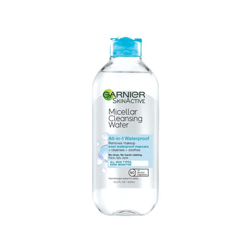 Garnier Micellar Water For Waterproof Makeup, Hydrating Facial Cleanser & Makeup Remover, Suitable For Sensitive Skin, Vegan, Cruelty Free, 13.5 Fl Oz (400Ml), 2 Count
