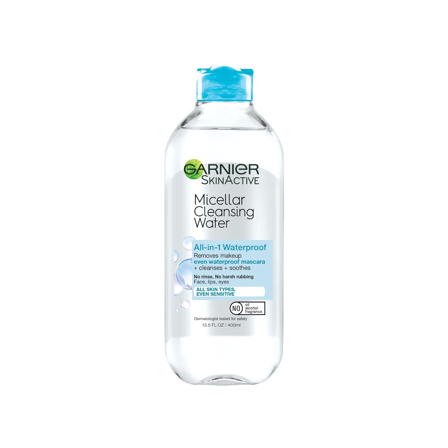 Garnier Micellar Water For Waterproof Makeup, Hydrating Facial Cleanser & Makeup Remover, Suitable For Sensitive Skin, Vegan, Cruelty Free, 13.5 Fl Oz (400Ml), 1 Count