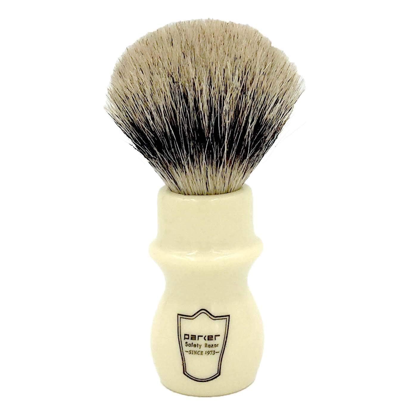 Parker Handmade Deluxe Mug Shaving Brush With Stand – 100% 3-Band Pure Badger Bristles –Extra Dense And Firm (Ivory) : Beauty & Personal Care