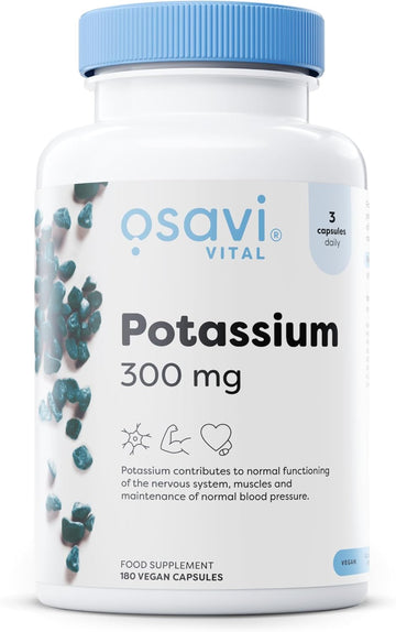 Osavi Potassium 300Mg – 180 Vegan Capsules | Highly Absorbable Potassium Citrate For Nervous System, Muscle Function, And Blood Pressure Support | Clean Label, Vegan Friendly