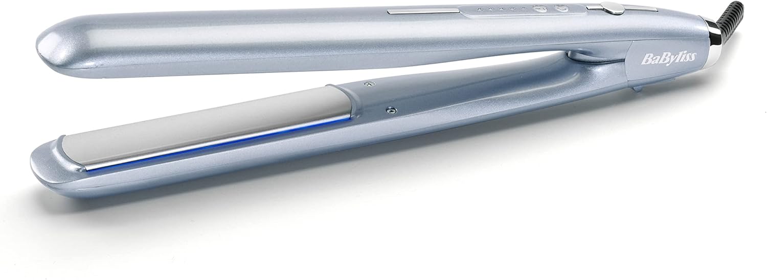 Babyliss Hydro Fusion Hair Straighteners – Dual Ionic Technology, Anti-Frizz Effect, 5 Temperature Settings, Fast Heat-Up, Auto Shut-Off – Blue, 2573U
